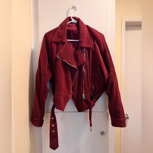 Free People Slouchy Dolman Moto Jacket - Burgundy - Size: S